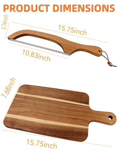 Premium Bread Knife & Cutting Board Set for Sourdough – Includes Sharp Sourdough Knife, Wooden Bread Board & Reusable Bread Bag – Easy Adjustable Thickness Bread Slicer for Homemade Artisan Loaves