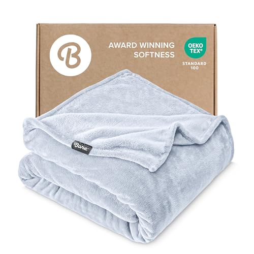 Bare Home Fleece Blanket Luxury Microplush (Full/Queen, Blue Mist) | Ultra-Soft Lightweight Blanket for Bed, Sofa, and Couch, Cozy & Warm Blanket - color: 09 - Blue Mist, size: Full/Queen