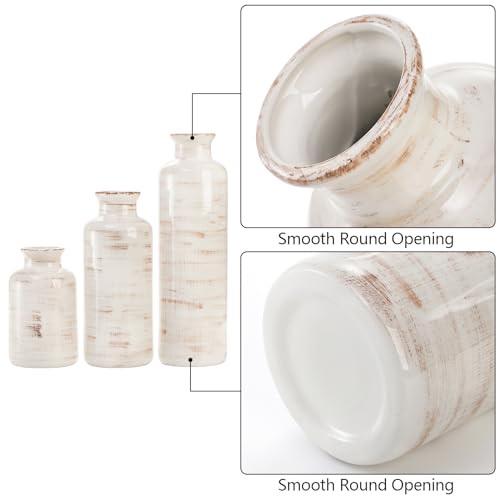 Nicunom Ceramic Vase Set of 3, Rustic Ceramic Flower Vase for Home Decor, Boho Decorative vase for Room, Centerpiece,Table, Shelf, Mantel and Entryway Decor