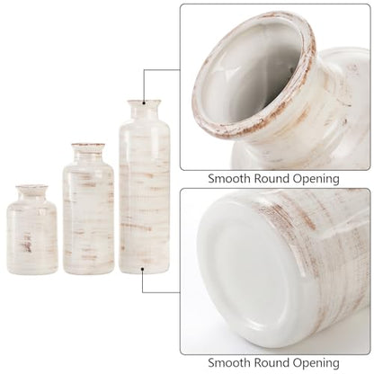 Nicunom Ceramic Vase Set of 3, Rustic Ceramic Flower Vase for Home Decor, Boho Decorative vase for Room, Centerpiece,Table, Shelf, Mantel and Entryway Decor