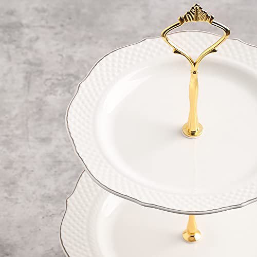 Sweejar 3 Tier Ceramic Cake Stand Wedding, Dessert Cupcake Stand for Tea Party Serving Platter (New White) - color: White1