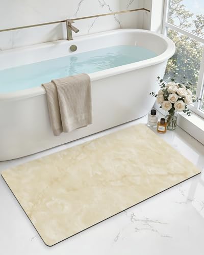DEXI Bathroom Mat Ultra Thin, 43x24 Non Slip Bath Rug for Shower Floor, Absorbent Quick Dry Marble Bathmats Low Profile, Beige - color: Beige, size: 43" X 24" (Rectangular)