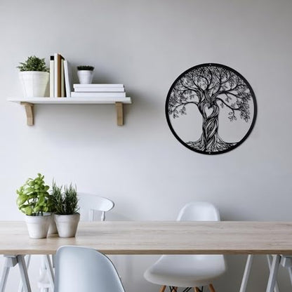Acopelo Metal Wall Decor, Tree of Life, Black, 18 Inches | Tree Art Wall Sculpture, Laser Cut Rustic, For Living Room Bedroom, Indoor Outdoor