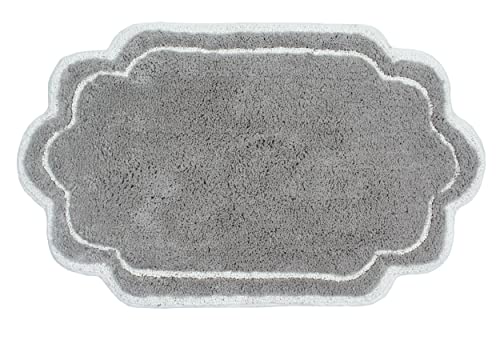 Home Weavers Allure Collection 100% Cotton Tufted Bathroom Rug, Soft and Absorbent Bath Rugs, Non-Slip Bath Carpet, Machine Wash Dry Bath Mats for Bathroom Floor, 21"x34" Bath Rug, Gray