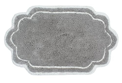 Home Weavers Allure Collection 100% Cotton Tufted Bathroom Rug, Soft and Absorbent Bath Rugs, Non-Slip Bath Carpet, Machine Wash Dry Bath Mats for Bathroom Floor, 21"x34" Bath Rug, Gray