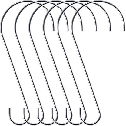 Hotop 6 Pieces Heavy Duty Big S Hooks Bird Feeder Garden Rustproof Stainless Steel Hook for Tree Branch, Kitchen, Bird House, Plants, Baskets, Lanterns and Bicycles(12 Inch,Silver) - color: Silver, size: 12 Inch