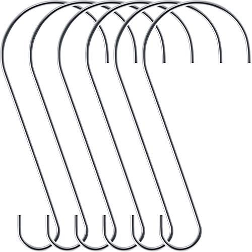 Hotop 6 Pieces Heavy Duty Big S Hooks Bird Feeder Garden Rustproof Stainless Steel Hook for Tree Branch, Kitchen, Bird House, Plants, Baskets, Lanterns and Bicycles(12 Inch,Silver) - color: Silver, size: 12 Inch