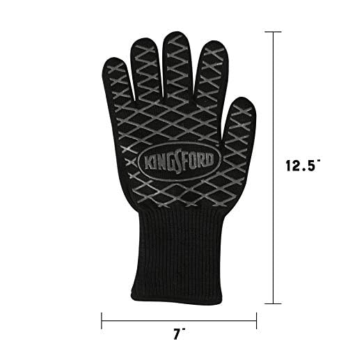 Kingsford Heat-Resistant BBQ Grill Gloves, Five Finger, 2 Count Pair | Protects hands from extreme temperatures, textured grip for secure hold, sold as a set of two