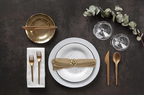 ACCENTHOME Brown Set of 6 18x18 inch Cotton Linen Dinner Napkins | Cotton Linen Blend Napkins, Machine Wash On Gentle Cycle, Economy Pack, Multi Purpose Use, Cotton - color: 28 - Brown - Lace, size: 18" x 18" (Set of 6)