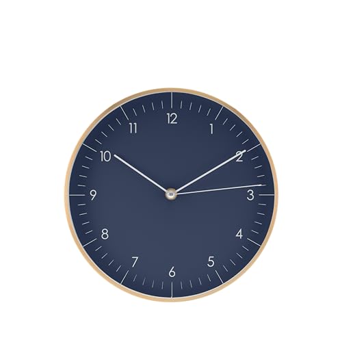 Modern Silent Quartz Wall Clock, 10in, Dark Blue & Gold | Royal color, Non-ticking, Analog, Easy-to-read display, Battery operated, Simple & Elegant, Housewarming gift - color: Dark Blue, 10"