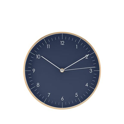 Modern Silent Quartz Wall Clock, 10in, Dark Blue & Gold | Royal color, Non-ticking, Analog, Easy-to-read display, Battery operated, Simple & Elegant, Housewarming gift - color: Dark Blue, 10"