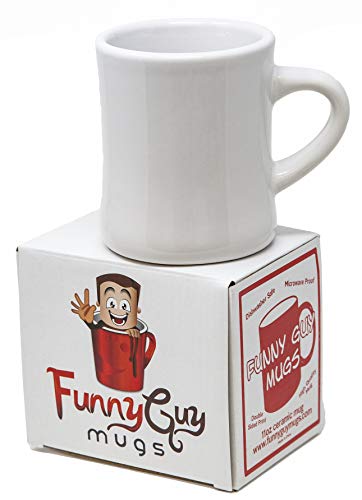Funny Guy Mugs Classic Retro Diner Coffee Mug - Heavy Duty 10 Oz Stoneware Cup with Easy Grip Handle - Ideal for Hot and Cold Beverages (White, 10 Ounce) - color: White