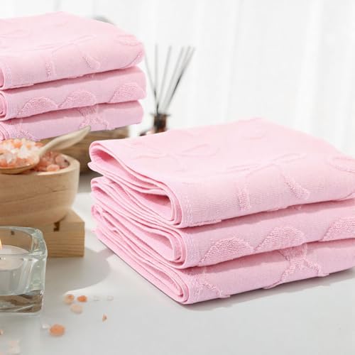 Hahafelt 3 Pack Pink Bow Hand Towels Heart Bathroom Towels 100% Cotton Soft Absorbent Decorative Jacquard Weave Gifts for Kitchen Bathroom Decor, 29.5 x 13.7 Inch - style: pink bow