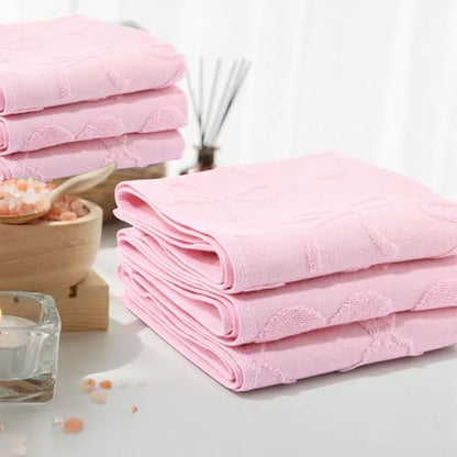 Hahafelt 3 Pack Pink Bow Hand Towels Heart Bathroom Towels 100% Cotton Soft Absorbent Decorative Jacquard Weave Gifts for Kitchen Bathroom Decor, 29.5 x 13.7 Inch - style: pink bow