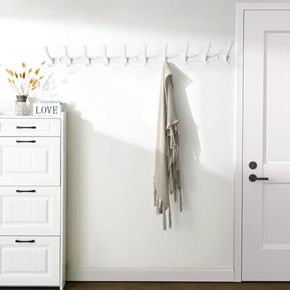 SKOLOO Wall Mounted Coat Rack - 10 Hooks, Heavy Duty, Stainless Steel, Metal Wall Hangers, Sturdy Coat Hooks for Hanging Coats, Jacket, Clothes, Hat, White - color: White, size: 10 Hook(1 Pack)