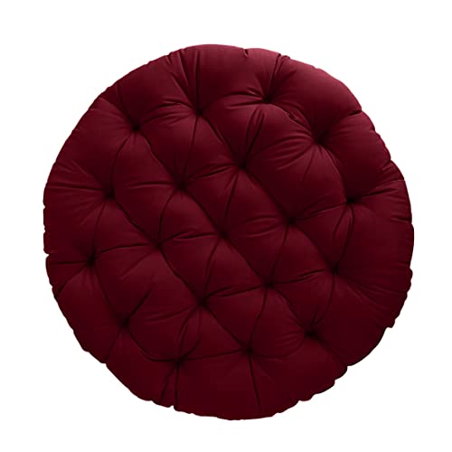 Sorra Home Tufted Papasan Cushion - Bucket & Moon Chair Comfy Round Cushion - Floor Pillow with Plush Foam for Indoor Furniture (Frame Not Included) - Burgundy (48" x 48" x 4") - color: Burgundy, size: 48 in x 48 in x 4 in