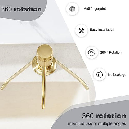Gagal Kitchen Sink Soap Dispenser (Brushed Gold) and Extension Tube Kit for Kitchen Sink, Complete Brass Head with 40" Silicone Tube Connect to The Bottle Directly, Say Goodbye to Frequent Refills - color: Gold