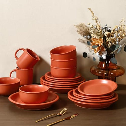 GZG 18 oz Coffee Mugs, Set of 4, Terracotta Blush | Modern Ceramic Coffee Cups with Handle, Large for Tea, Latte, Milk, Cocoa, Rustic Matte Glaze, Microwave & Dishwasher Safe - color: Terracotta Blush, size: 4 pcs Mug Set