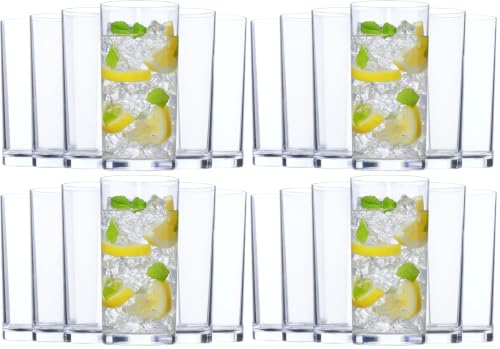 US Acrylic Classic Clear Plastic Reusable Drinking Glasses (Set of 6) 16oz Water Cups | BPA-Free Tumblers, Made in USA | Top-Rack Dishwasher Safe (Pack of 4) - color: Clear, size: Water Tumblers (Pack of 4)