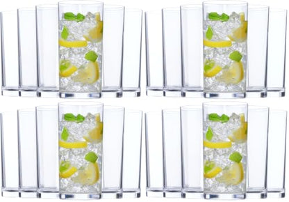 US Acrylic Classic Clear Plastic Reusable Drinking Glasses (Set of 6) 16oz Water Cups | BPA-Free Tumblers, Made in USA | Top-Rack Dishwasher Safe (Pack of 4) - color: Clear, size: Water Tumblers (Pack of 4)