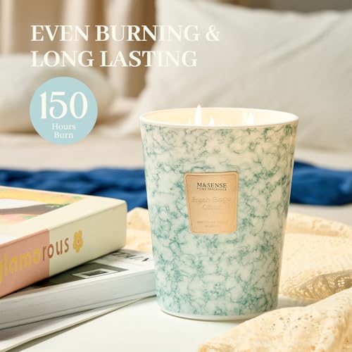 M&SENSE Extra Large Candle 35oz 150H FreshSageCitrus Scented Candle,3 Wick Highly Scented Jar Candle, XL Candles Gift for Stress Relief, Meditation, Yoga - color: FreshSageCitrus, size: Large