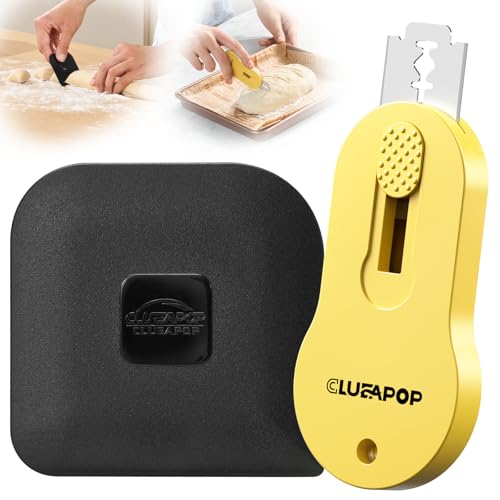 CLUEAPOP Bread Lame Sourdough Scoring Tool, Magnetic & Retractable Bread Lame with 5 Razor Blades & Scraper & Patterns Booklet, Push-Pull Safety Design, Ergonomic Compact Handle for Home Bakers - color: BlackMangoYellow