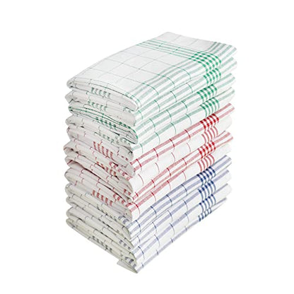 Kitchen Dish Towels, 100% Natural Cotton Kitchen Towels, Set of 12 (15x25Inches), Multi-Purpose Kitchen Tea Towels, Very Soft, Highly Absorbent, Lint Free Vintage Style Hand Towels