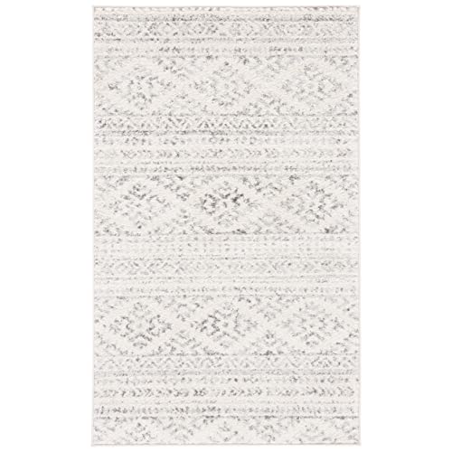 SAFAVIEH Tulum Collection Accent Rug - 2' x 3', Ivory & Grey, Moroccan Boho Tribal Design, Non-Shedding & Easy to Clean, Ideal for Front Door, Kitchen, Entryway, Foyer (TUL272A) - color: Ivory/Grey, size: 2' x 3' (Rectangular)