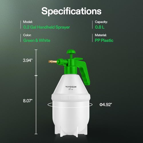 VIVOSUN 27oz Pump Sprayer, Handheld Garden Water Sprayer Bottle | with Adjustable Brass Nozzle, for Spraying Plants, Flowers, Weeds and Cleaning, Green - color: Green, size: 27oz
