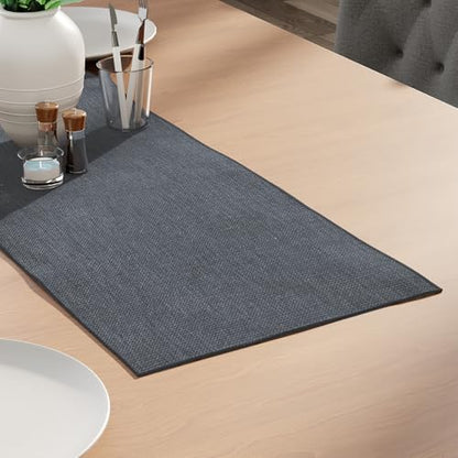 Encasa XO Table Runner 2 Seater, Soft Chenille 13"x36" | Grey, Woven Rib Texture | Machine Washable | Colorfast & Shrink Resistant | Durable Polyester Yarns - color: Grey, size: 13x36 in