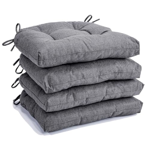 Chair Cushions for Dining Chairs Set of 4, Kitchen Chair Pads | Non Slip Chair Cushions with Ties, Tufted Memory Foam Seat Chair Pads, Light Gray - color: Light Gray, size: Pack of 4