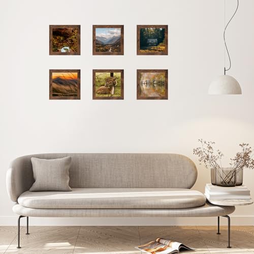5x5 Picture Frame Deep Brown for Wall Hanging or Tabletop, Wood 5 x 5 Frame Photo Frame for Wall Horizontally or Vertically, Deep Brown, 3 Pack - size: 5x5 inch