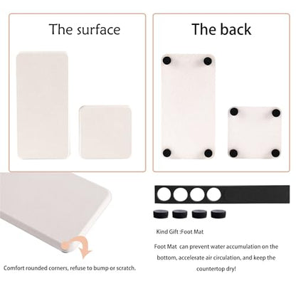 NiuYichee Set of 4 Water Absorbent Diatomite Coasters, Diatomaceous Earth Kitchen Soap Dish, Bathroom Trays, Water Absorbing Stone Used for Hand Soaps & Plants & Toiletries in The Modern Home - color: Set of 4 White