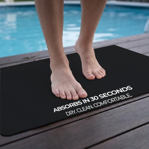 Homergy Bath Mat for Bathroom Non Slip, Quick Dry, 20x32 in, Black | Ultra absorbent, machine washable, mildew resistant shower mat with rubber backing for tub, poolside and outdoor showers - color: Black, size: 20" x 32"
