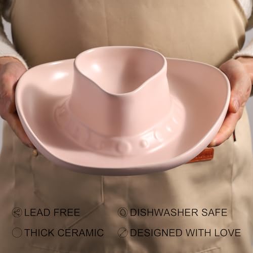 Chip and Dip Serving Set Bowl Cowboy Hat Chips and Salsa Serving Pink - color: Pure pink