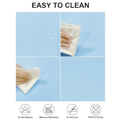 Fokitut 2 Pack Waterproof Round Tablecloth, 120 Inch, Stain Resistant and Wrinkle Polyester Table Cloth, Fabric Table Cover for Kitchen Dining, Wedding, Party, Holiday Dinner-Blue Mist - color: Blue Mist, size: Round-120''-2pack
