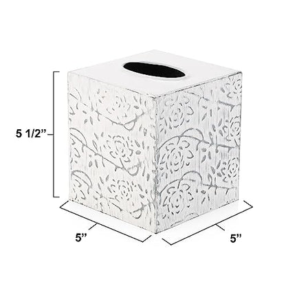 Country Chic Modern Farmhouse Tissue Box Holder, Decorative Metal Tissue Cover, Rustic Square White Style - size: Upright