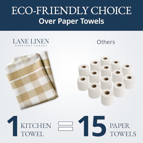 LANE LINEN Cotton Kitchen Towels Set, 4-Pack – Absorbent, Quick-Drying, Premium Dish Towels, Tea Towels, 18" x 28" - Beige - color: 01: Beige, size: 18''x28" - 4 Pack