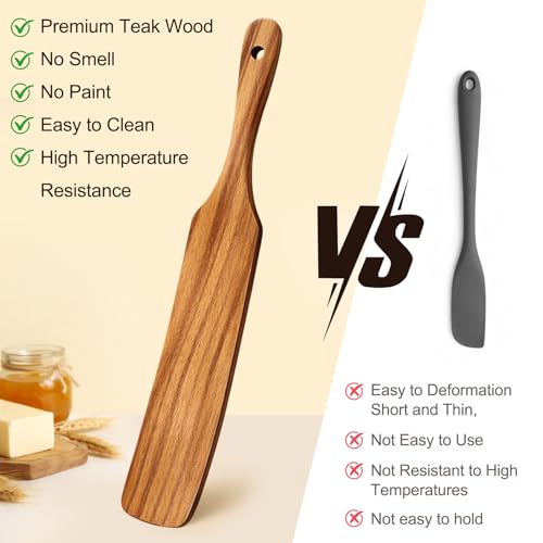 3 Pack Skinny Wooden Spurtle Set for Sourdough Starter Kit Accessories | Teak Wood Jar Spatula Sourdough Bread Baking Supplies Gift Spurtles Kitchen Tools Stirring Stick Spoon Dough Whisk Scraper - size: 3 Pieces