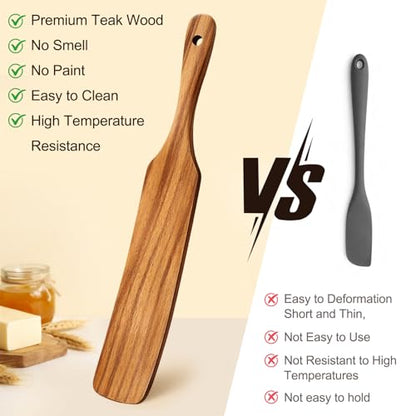3 Pack Skinny Wooden Spurtle Set for Sourdough Starter Kit Accessories | Teak Wood Jar Spatula Sourdough Bread Baking Supplies Gift Spurtles Kitchen Tools Stirring Stick Spoon Dough Whisk Scraper - size: 3 Pieces