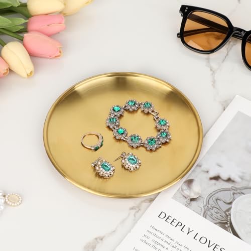 Small Key Bowl for Entryway Table Decor Gold Candle Plate Key Tray Decorative Metal Jewelry Dish Holder for Vanity Kitchen Counter Coffee Table
