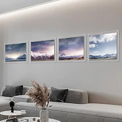 Kalami 18x24 Acrylic Wall Mount Picture Frame Self Adhesive | No Drill Holes Floating Frameless Clear Photo Frame for Poster Art Display with Sliver Screws - size: 18 x 24 in