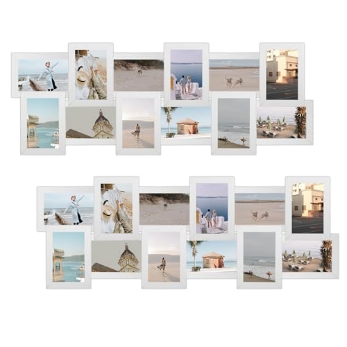 J.M.Deco 2 Pack - 4x6 picture frame Collage for Wall Decor, 12 Opening Collage Photo Frames Wall Hanging, One-piece, White - color: White * Long