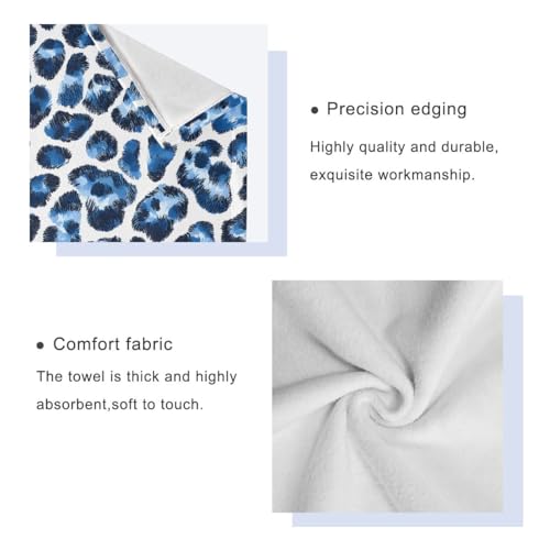 Bath Towel Sets for Bathroom Hand Towels Fingertip Towels Blue White Leopard Decorative Soft Cotton Absorbent 3 Piece