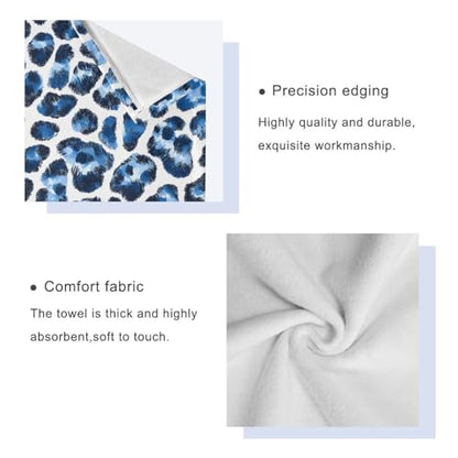 Bath Towel Sets for Bathroom Hand Towels Fingertip Towels Blue White Leopard Decorative Soft Cotton Absorbent 3 Piece