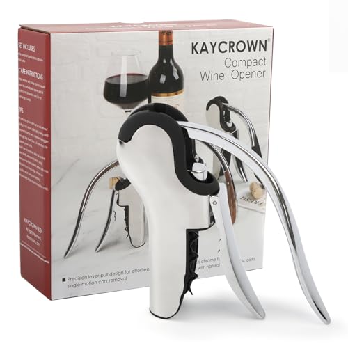 Stainless Steel Wine Bottle Opener, Vertical Lever Corkscrew with Built-in Foil Cutter Design, Manual Handheld Corkscrew with Ergonomic Lever Pump - color: Stainless Steel Handle