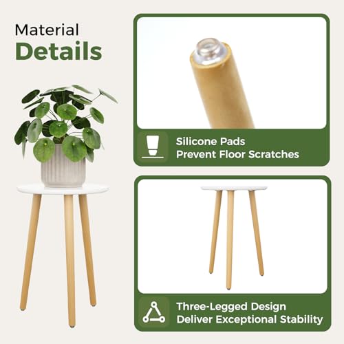 Leaf&lull Tall Plant Stand Indoor Small Plant Table | Wood Plant Stool for Large Plant, Plant Holder for Living Room Bedroom Balcony White - color: white tall