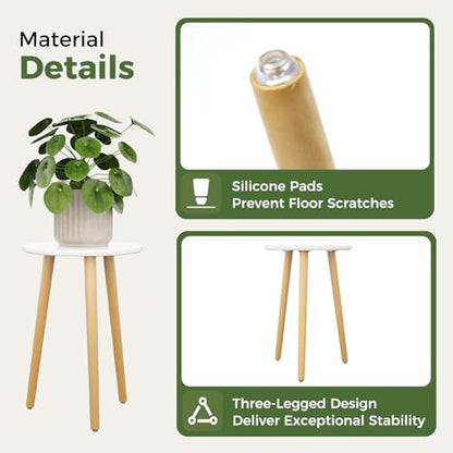 Leaf&lull Tall Plant Stand Indoor Small Plant Table | Wood Plant Stool for Large Plant, Plant Holder for Living Room Bedroom Balcony White - color: white tall