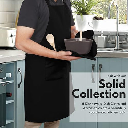 Native Fab Pot Holders and Oven Mitts Sets for Kitchen Heat Resistant - Hanging Non-Slip - 100% Cotton Kitchen Oven Mitts and Pot Holders 4-Piece Set - Black - color: Black