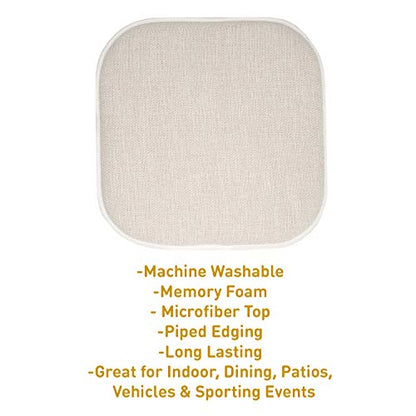 Sweet Home Collection Chair Cushion Memory Foam Pads Honeycomb Pattern Slip Non Skid Rubber Back Rounded Square 16" x 16" Seat Cover, 4 Pack, Alexis Linen/Beige - color: Alexis Linen/Beige, size: 4 Pack